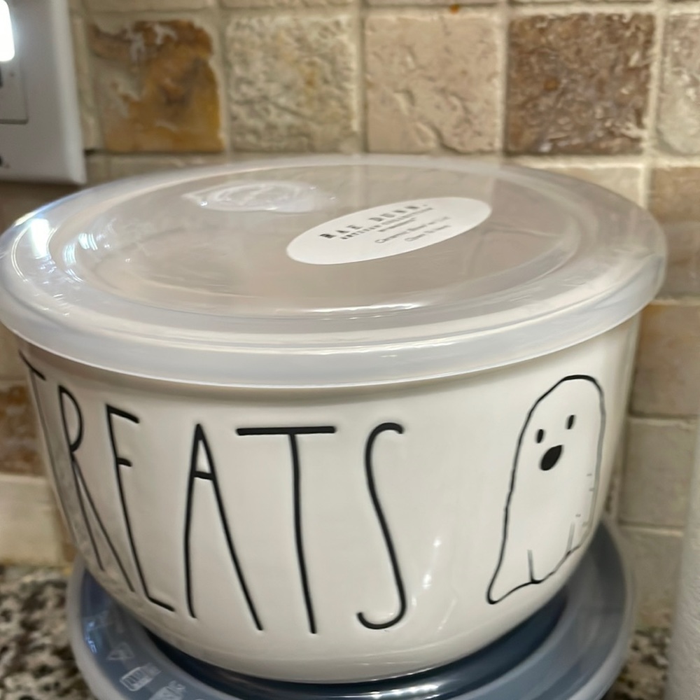 Rae Dunn Halloween ceramic bowl with lid
